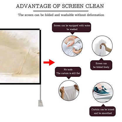 Portable Projector Screen Stand Outdoor: Movie Projection Screen 80 inch 4K HD16:9 Outside Screen with Carry Bag for Home Theater Backyard Cinema Travel Foldable Anti Crease