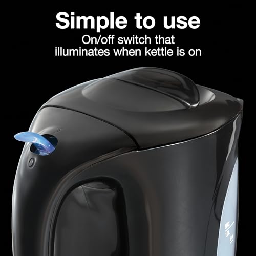 Proctor Silex Electric Tea Kettle, Water Boiler & Heater Auto-Shutoff & Boil-Dry Protection, 1000 Watts for Fast Boiling, 1 Liter, Black (K2071PS)