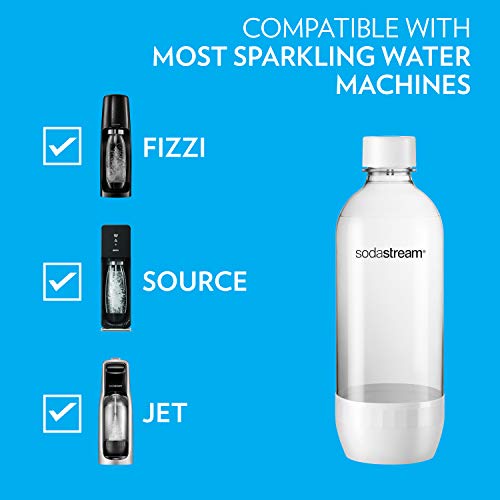 sodastream Dishwasher Safe 1L Classic DWS Carbonating Bottle White (twinpack), Pack of 2