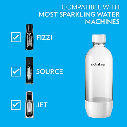 sodastream Dishwasher Safe 1L Classic DWS Carbonating Bottle White (twinpack), Pack of 2