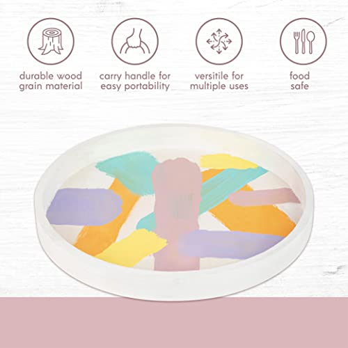 Wooden Round Trays for Serving - Five Piece Nested Breakfast Tray - Wood Crafts Trays for Organizing & Catering