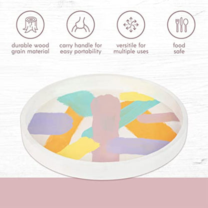 Wooden Round Trays for Serving - Five Piece Nested Breakfast Tray - Wood Crafts Trays for Organizing & Catering