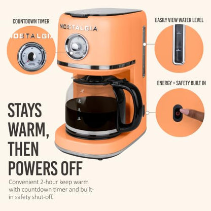 Nostalgia Classic Retro 10 Cup Coffee Maker, Orange