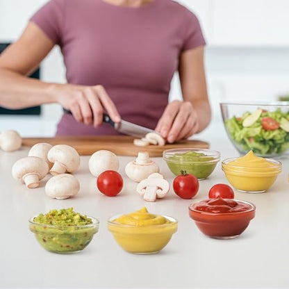 CAOXIAOXUYAO 12-Piece Mini Glass Prep Bowls Set - 4x 1.5 oz, 4x 2.5 oz, 4x 4.5 oz Small Nesting Mixing Bowls for Kitchen, Food Prep, Spices, Sauces & Snacks
