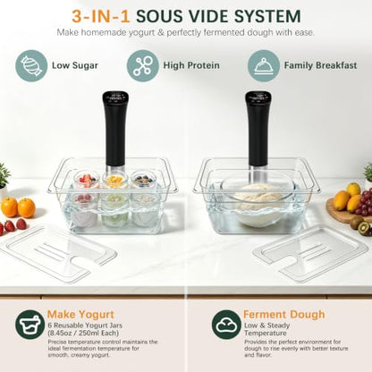 CATTLEMAN Sous Vide Cooker Yogurt Maker Kit with 8QT Container & Lid, 1000W