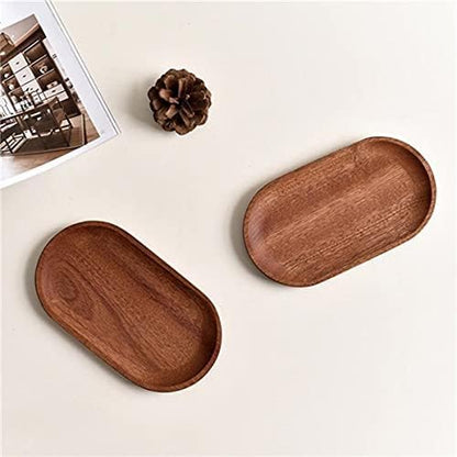 2 Pack Solid Wood Serving Platters and Trays of Natural Wood with Edge,Rectangular Avoid Sliding and Spilling Food (Walnut Trays x 2Pack)