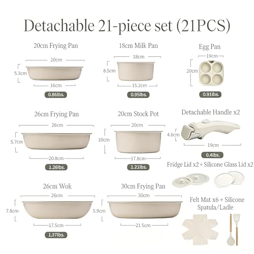Ceramic Cookware Set, Pots and Pans Set Non stick, 21-Piece Induction Cookware, Non toxic Healthy Non Stick Kitchen Cooking Set, with Frying Pans Set, PFAS PTFE PFOA PFOS Free