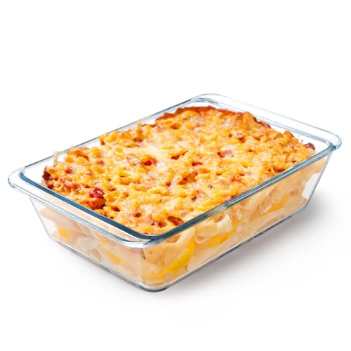 NUTRIUPS 2.4QT Rectangular Deep Glass Baking Dish, Glass Baking Pan for Oven, Clear Bakeware Deep Casserole Dish(2.4QT)
