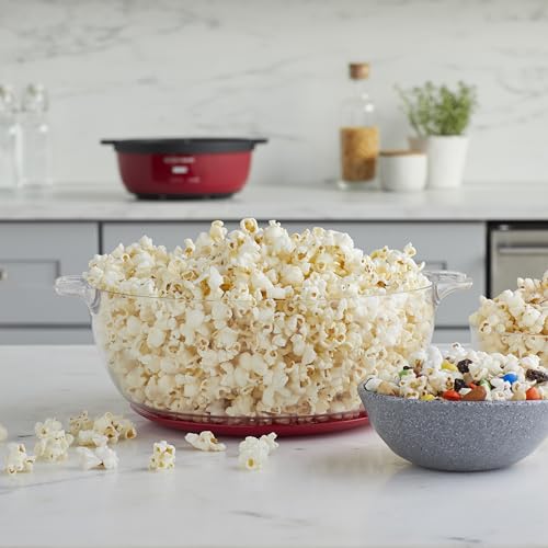 West Bend Stir Crazy Hot Oil Popcorn Popper, Popcorn Maker Machine with Large Serving Bowl Lid and Stirring Rod, 6-Qt., Red