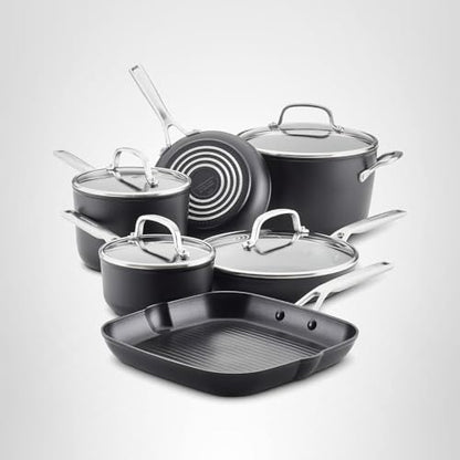KitchenAid Hard Anodized Induction Nonstick Cookware Pots and Pans Set, 10 Piece, Matte Black