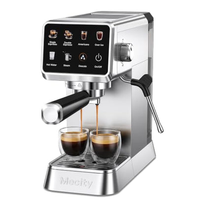 Mecity 20 Bar Espresso Machine with Milk Frother, Touchscreen Coffee Maker for Espresso, Americano & Over Ice Coffee, Compact Stainless Steel Latte & Cappuccino Maker
