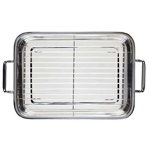 Farberware Classic Series Stainless Steel Roasting Pan with Rack, 17-Inch x 12.25-Inch Turkey Pan