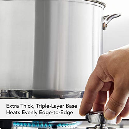 KitchenAid 71003 3-Ply Base Brushed Stainless Steel Stock Pot/Stockpot with Lid, 8 Quart