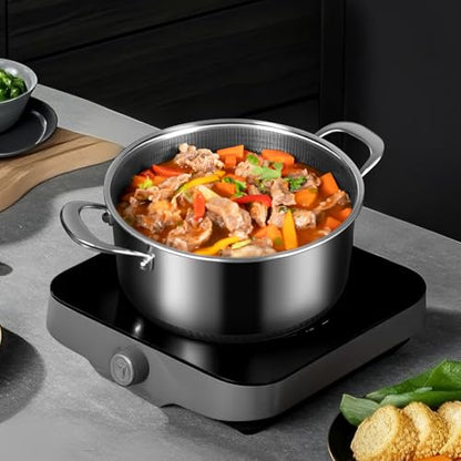 Bakoniion Hybrid Nonstick 5 QT Stockpot with Lid Two Handles, Stainless Steel Stockpot with Honeycomb Texture,Compatible with All Cooktops,Dishwasher and Oven Safe