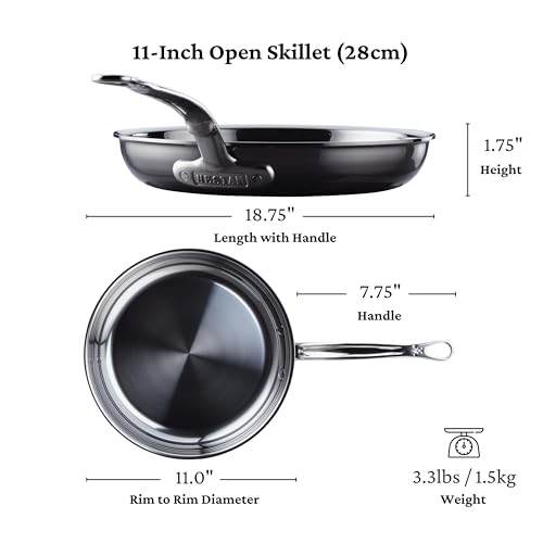 Hestan NanoBond Molecular Titanium Frying Pan, 11-Inch - PFAS-Free Stainless Steel Skillet, 4x Stronger, 1050°F Safe, Induction Compatible, Handcrafted Italy
