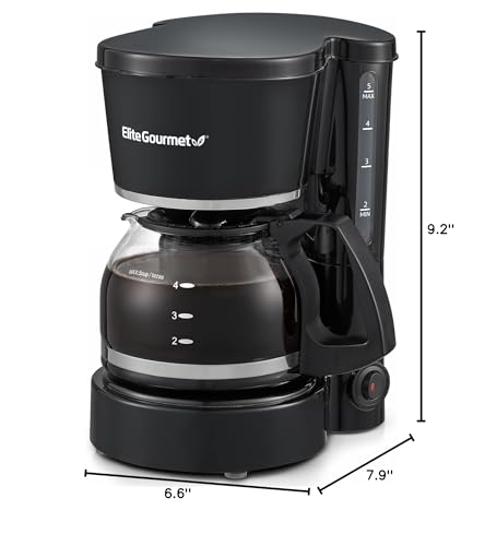 Elite Gourmet EHC-5055# Automatic Brew & Drip Coffee Maker with Pause N Serve Reusable Filter, On/Off Switch, Water Level Indicator, Black