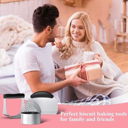 Frapkom Biscuit Cutter Set, Dough Blender, Pastry Cutter, Biscuit Cutter, Dough Cutter,Pastry Cutter Set, Round Sifter,Baking Dough Tools for Cooking Cookies (3 Pcs/Set)