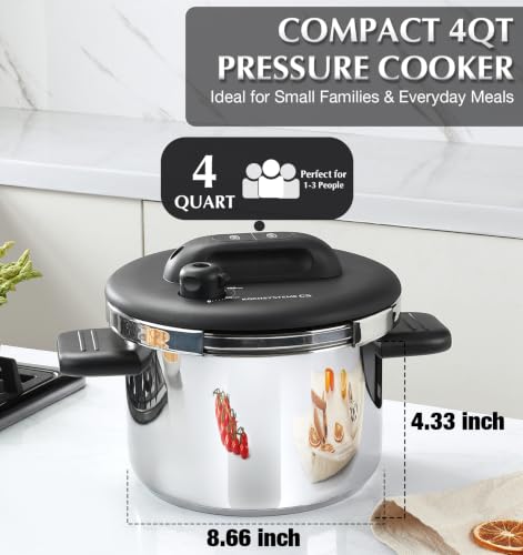 KOCH SYSTEME CS 4.2QT Stainless Steel Pressure Cooker, Olla de Presion
