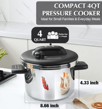 KOCH SYSTEME CS 4.2QT Stainless Steel Pressure Cooker, Olla de Presion