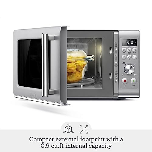 Breville BMO650SIL Compact Wave Soft Close Countertop Microwave Oven, Silver