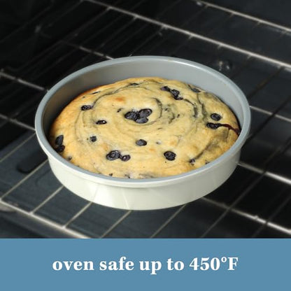 Sur La Table Kitchen Essentials Bake Sale 9 Inch PFOA, PFAS, PTFE Free Nonstick Round Cake Pan - Linen White