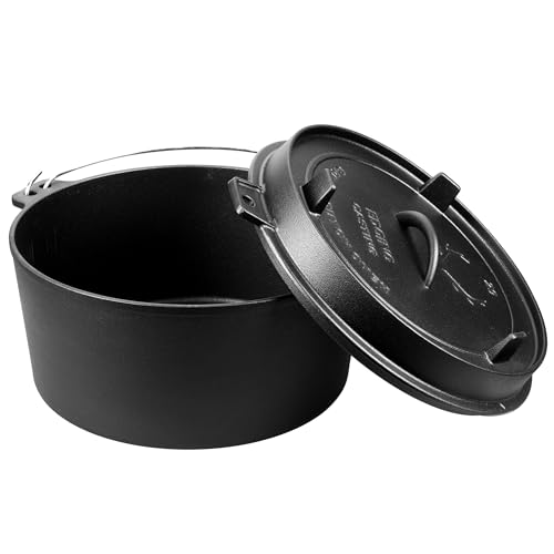 EDGING CASTING Pre-Seasoned Cast Iron Camping Dutch Ovens, Outdoor Camping Dutch Oven Pot with Lid Tripod, 8 Quart