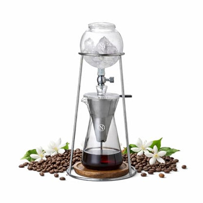 Nispira Iced Coffee Cold Brew Drip Coffee Maker Stainless Steal, 400mL, Borosilicate Glass