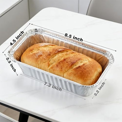 Findful 50 Pack Loaf Pans,2 LB Disposable Aluminum Foil Loaf Pans, 8.5"x4.5"x2.5" Heavy Duty Aluminum Foil Bread Tins Perfect for Banana Bread, Cakes & Meatloaf,Non-Stick, Even Baking, Easy Release
