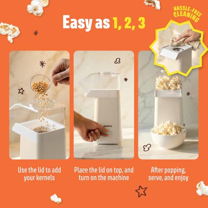 Wumple Hot Air Popcorn Machine - 14-Cup Electric Popcorn Popper, Oil-Free, 1200W - Includes Measuring Cup - Home Popcorn Maker for Movie Nights - Cream