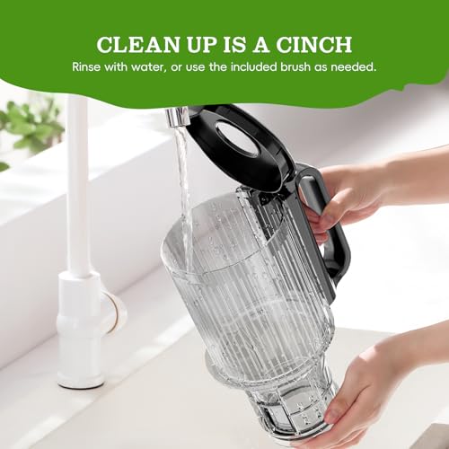 WHUTO Cold Press Juicer, Wide Feed Chute Juicer Machines, Stainless Steel Slow Masticating Juicers Easy to Clean, Vegetables & Fruits Juice Extractor, High Juice Yield, Platinum Color Knob