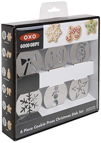 OXO Good Grips Cookie Press Holiday Disk Set, Metallic