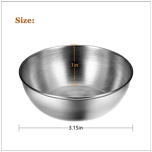 Lomoker Small Stainless Steel Bowls, 3.3 oz Mini Prep Bowl, Soy Sauce Dish, Dipping Sauce Cups, Reusable Metal Ramekins, Oven & Dishwasher Safe, Set of 6, Silver