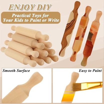 WOPPLXY 50 Pcs Mini Rolling Pin, 5.5 Inches Wooden Rolling Pins, Mini Rolling Pins Bulk, Mini Wood Rolling Pin for Home Kitchen Fondant Pastry Pizza Baking and Crafting