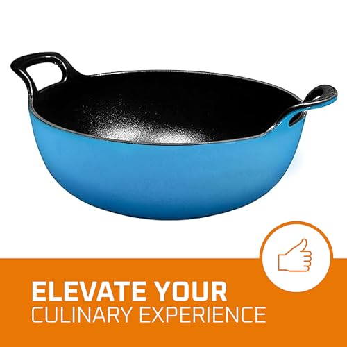 Bruntmor Enameled Cast Iron Balti Dish With Wide Loop Handles, 3 Quart |Premium Cookware for Baking, Coated Skillet Oven-Safe, Casserole Dish, Dutch Oven Pot, Bakeware (Grey, Small)