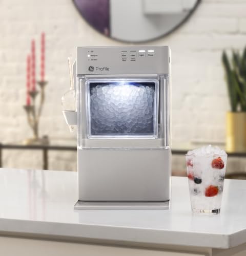 GE Profile Opal Mini Nugget Ice Maker, Portable Countertop Pellet Ice Machine, Soft Chewable Ice, 36 lbs Per Day, Top Fill Water Reservoir, 2 lb Bin, 6 Pack Descaler & Scoop Included, Stone Grey
