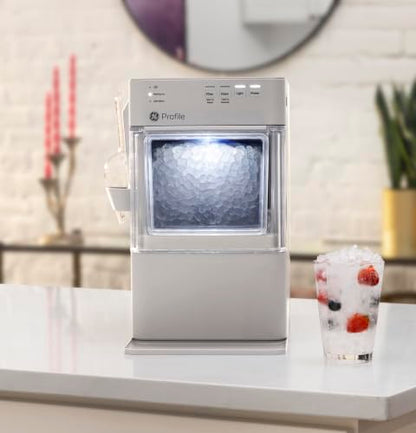 GE Profile Opal Mini Nugget Ice Maker, Portable Countertop Pellet Ice Machine, Soft Chewable Ice, 36 lbs Per Day, Top Fill Water Reservoir, 2 lb Bin, 6 Pack Descaler & Scoop Included, Stone Grey
