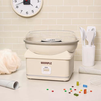 Wumple Kids Cotton Candy Machine with LED Lights - Quick Heat-Up Electric Maker with Lidded Bowl for Parties, & Home - Cream
