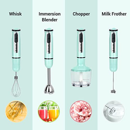 5-in-1 Hand Blender, 500W, 8 Speeds, Includes Chopper Frother Whisk