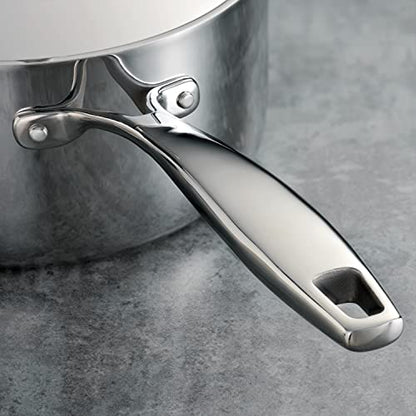 Tramontina Signature Tri-Ply Clad Stainless Steel 2-Quart Sauce Pan with Lid, Induction-Ready, Dishwasher-Safe, NSF-Certified, Made in Brazil