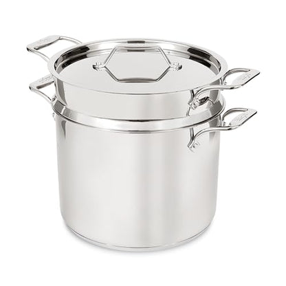 All-Clad Stockpot 12 qt Stainless Steel Multipot With Insert & Lid, Stainless Steel Pot, Induction, Oven Broiler Safe 600F Skillet, Professional Cookware, Silver