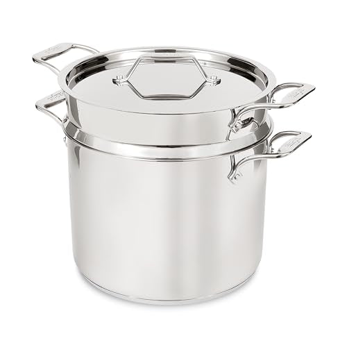 All-Clad Stockpot 12 qt Stainless Steel Multipot With Insert & Lid, Stainless Steel Pot, Induction, Oven Broiler Safe 600F Skillet, Professional Cookware, Silver