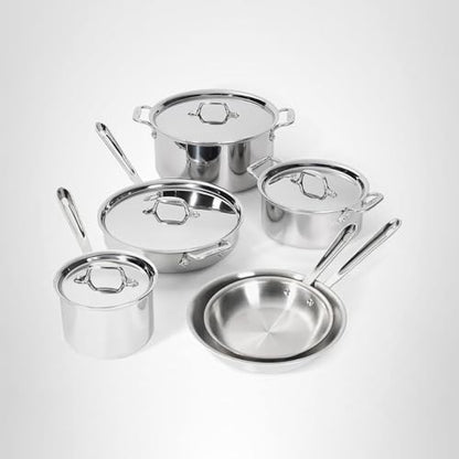 All-Clad D3 Stainless Steel 10 Piece Cookware Set- Made in USA- Includes Frying Pans, Saucepan, Soup Pot, Sautépan, Stockpot - Professional Grade -Oven Safe & Induction Compatible
