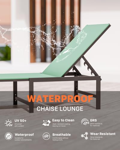 WOAJNQO Aluminum Patio Chaise Lounge Chair Outdoor,Green