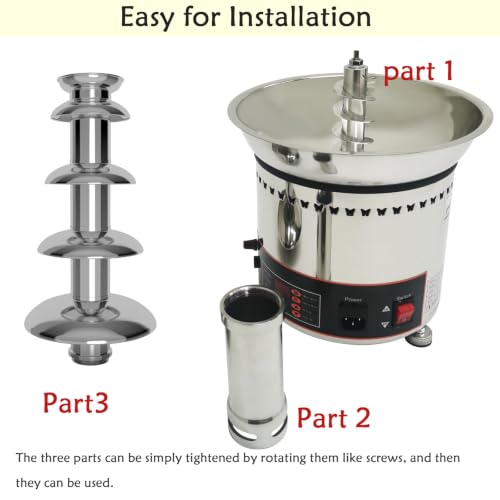 PreAsion Chocolate Fountain 110V Electric 5-Tiers Digital Chocolate Fountain Melting Machine Heating Fondue Fountain,4kg of chocolate