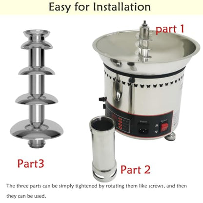 PreAsion Chocolate Fountain 110V Electric 5-Tiers Digital Chocolate Fountain Melting Machine Heating Fondue Fountain,4kg of chocolate
