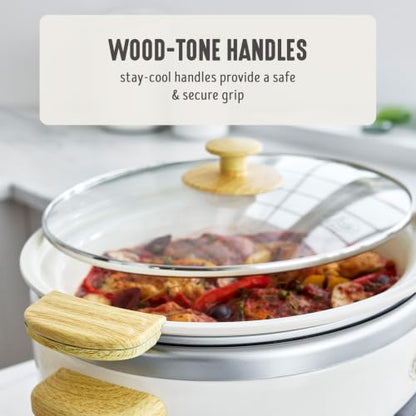 GreenLife 6QT Slow Cooker, Non-Toxic PFAS-Free Ceramic Nonstick Removable Interior Bowl, Programmable, Family Friendly, Keep Warm, Stovetop & Oven Safe, Dishwasher Safe Crock, Timer, Glass Lid, Cream