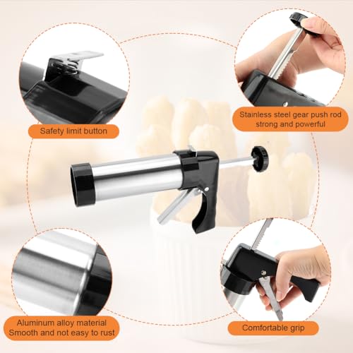 Stainless Steel Churro Maker Machine with 8 Discs Nozzles and 8 Piping Tips Cleaning Brush & Filling Piping Bag,maquina Para Hacer Churro cookie press