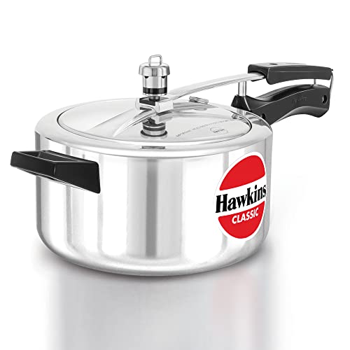 Hawkins 4 Litre Classic Pressure Cooker, Best Inner Lid Cooker, Silver (CL40)