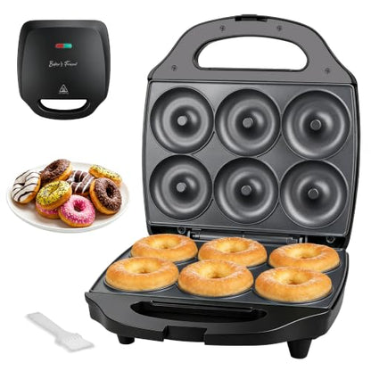 Baker’s Friend Mini Donut Maker Machine for Home, 6 x 3'' Mini Doughnut Maker Machine, Donut Maker for Kids, Maquina Para Hacer Donas, Donut Baking Pan, Donut Party, Graphite