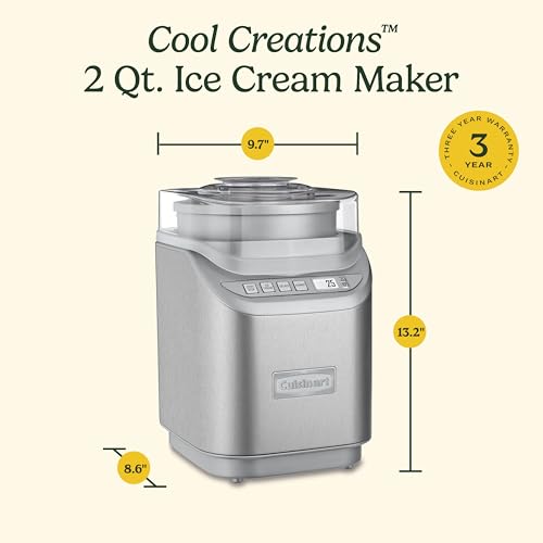Cuisinart Ice Cream Maker Machine w/Countdown Timer, 2 qt, ICE-70P1
